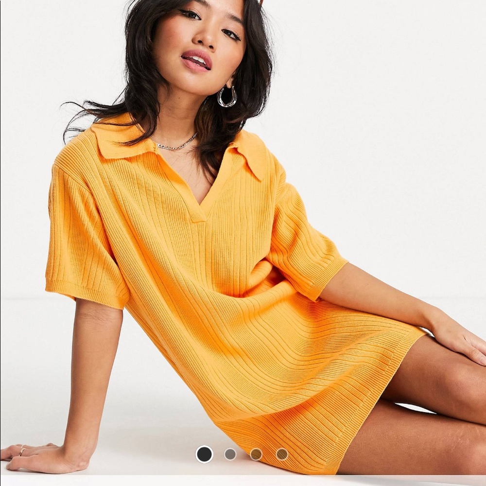 ASOS petite mini dress with collar. Orange